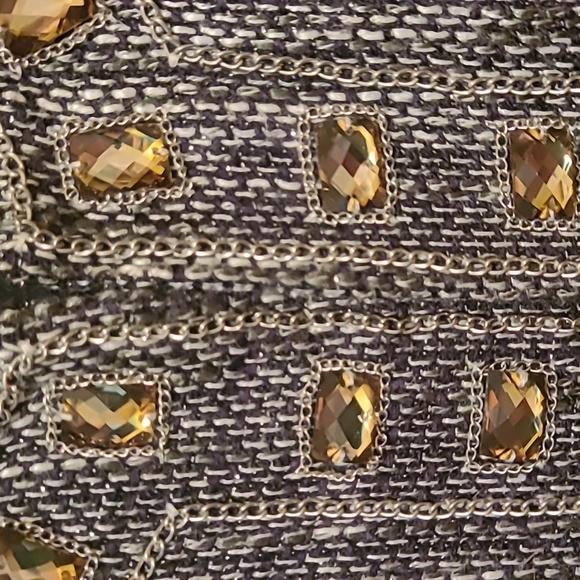 Chico's black and white tweed jacket with yellow jewel trim. Size 3 - Picture 3 of 3